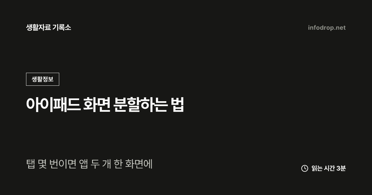 아이패드 화면 분할하는 법