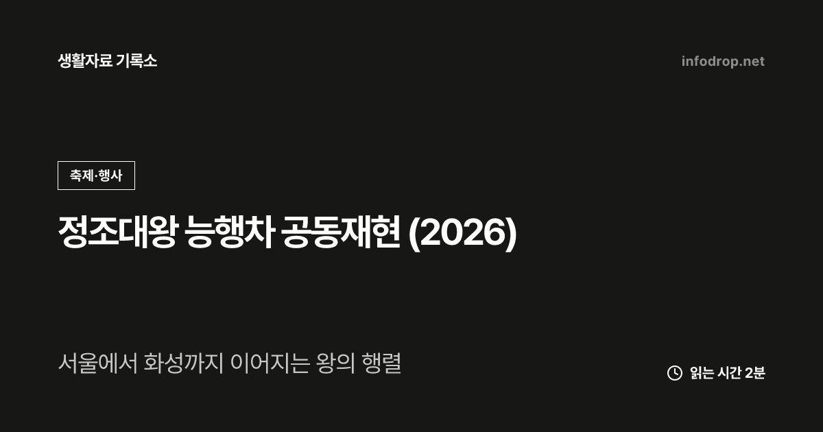정조대왕 능행차 공동재현 (2026)