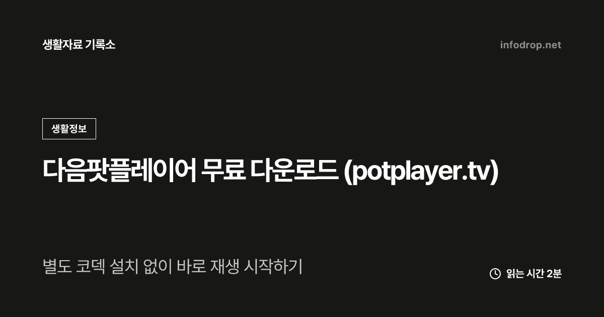 다음팟플레이어 무료 다운로드 (potplayer.tv)